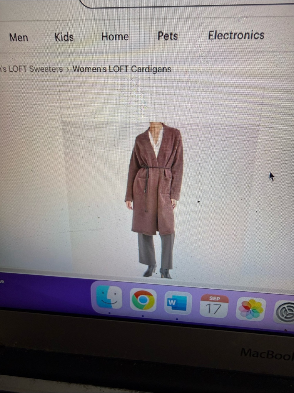 LOFT Brown Belted Long Open-Front Cardigan
